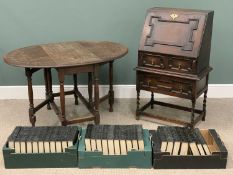 FURNISHING ASSORTMENT including Jacobean type bureau with two base drawers, 113 (h) x 69 (w) x 45cms