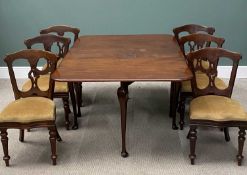 VICTORIAN MAHOGANY GATELEG TABLE & SIX PIERCED-SPLAT BACK CHAIRS, the table 75 (h) x 163 (w -