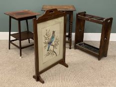 FURNITURE ASSORTMENT including an Arts and Crafts style three-section stick stand, 69 (h) x 55 (w) x