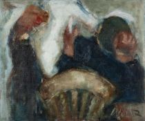 ‡ WILL ROBERTS oil on canvas - entitled verso, 'Readers' on Albany Gallery Label, signed and dated