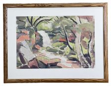 ‡ REGINALD WILLIAM GAMMON (1894-1997) oil on card - entitled verso, 'Capel-y-Ffin Waterfall',