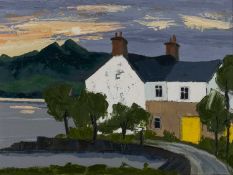 ‡ WYNNE JENKINS oil on canvas - entitled verso, 'Machlud ar Pwllfanogl, Cartre Kyffin' (Sunset on