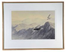 ‡ PHILIP SNOW watercolour - entitled, 'Raven & Peregrine, Snowdon South of Porthmadog' signed and