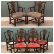 WHEATSHEAF BACK UPHOLSTERED DINING CHAIRS (4 plus 2), one with missing pad and TWO SIMILAR STYLE