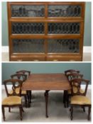 VINTAGE MAHOGANY LIBRARY BOOKCASE having three leaded glass letterbox doors over two drawers