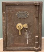 VINTAGE SAFE with key by Thomas Withers & Sons, West Bromwich, 46 (h) x 36 (w) x 36 (d) cms