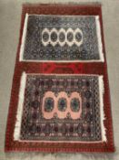 WOOLLEN & OTHER RUGS (3), the largest red ground 174 x 102cms Provenance: Private collection