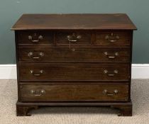 GEORGIAN MAHOGANY CHEST of three short over three long drawers, on bracket feet, 80 (h) x 102 (w)