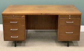 MID-CENTURY TWIN PEDESTAL DESK by Abbess, 73 (h) x 153 (w) x 84 (d) cms Provenance: Private