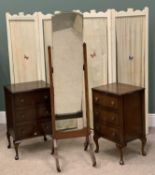 DRESSING SCREEN, four section, painted white and with canvas panels, 152 (h) x 182 (w) cms, an OAK