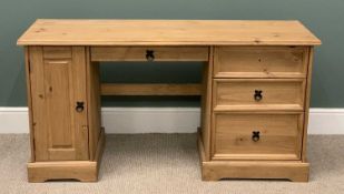OFFERED WITH LOT 61 - MODERN PINE KNEEHOLE DESK, three drawer pedestal and a single drawer pedestal,