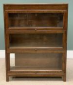 VINTAGE POLISHED LIBRARY BOOKCASE, by Angus, three section with glazed doors, 112 (h) x 87 (w) x