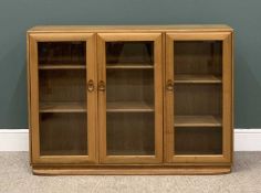 LIGHT ERCOL THREE DOOR BOOKCASE, 97 (h) x 136 (w) x 29 (d) cms Provenance: Private collection