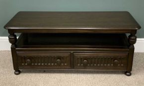 ERCOL COFFEE TABLE having two shelves with two base drawers, 48 (h) x 110 (w) x 45 (d) cms