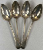 SET OF FOUR GEORGE III SILVER SERVING SPOONS, London 1809, maker Samuel Godbehere, Edward Wigan &