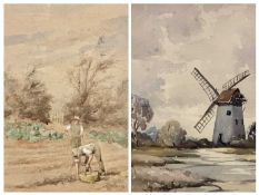 GODDING (British early 20th century) watercolour – gardeners, signed lower right, 31.5 x 22cms