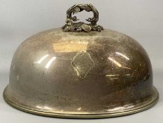 LARGE EPNS MEAT DISH COVER, the handle cast with branch, grapes and vine leaf, engraved with crest