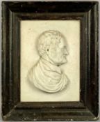 RECTANGULAR WHITE MARBLE BAS-RELIEF PLAQUE, 19th century, worked with a profile portrait of a