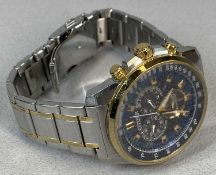 CITIZEN ECO-DRIVE BI-COLOUR STAINLESS STEEL GENTS WRISTWATCH, blue dial, boxed Provenance: private