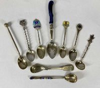 RUSSIAN IMPERIAL SILVER GILT & ENAMEL TEASPOON, the bowl inscribed 'Port Royal Jam WI', 13.5cms (