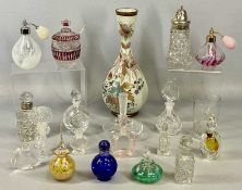 COLLECTION OF STUDIO & OTHER GLASSWARE including scent bottles and atomisers, square cut glass scent