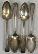 SET OF FOUR GEORGE III SILVER SERVING SPOONS, London 1809-1810, maker Samuel Godbehere, Edward Wigan