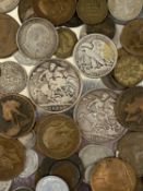 GROUP OF MIXED COINAGE including two Victoria Crowns, 1889 and 1897, United States of America half