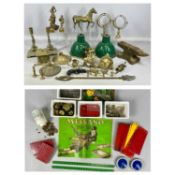 MIXED COLLECTABLES & METALWARE GROUP, 19th century and later including cast brass candlesticks a