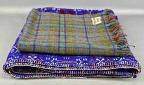 VINTAGE HOLYTEX PURE VIRGIN WOOL WELSH BLANKET, blue, purple, cream double sided, approx. 188 x