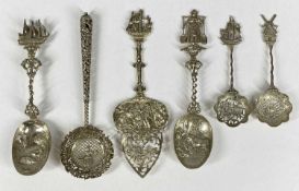 DUTCH WHITE METAL CUTLERY, mid/late 19th century, spoon with milkmaid handle, spoon and cake slice