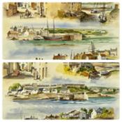 ALAN KIRKPATRICK (1997) pair of watercolours - montages of Cemaes Bay, Anglesey, signed and dated