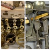 LARGE GROUP OF BRASSWARE COLLECTABLES including eight pairs of candlesticks, 27cms (h) the