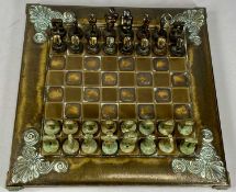 AETHRA GREEK CHESS SET, bronze figures, 32 pieces and board Provenance: private collection