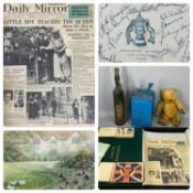 GROUP OF MIXED COLLECTABLES, including vintage Mohair teddy bear, 37cms (h), a Valor blue can, 36cms