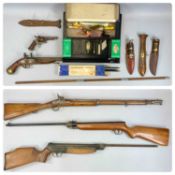 MIXED GROUP OF GUNS & KNIVES including a Haenel model 303 air rifle, break barrel 0.22 calibre,