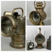 VINTAGE RAILWAY LAMPS including plated brass Lucas 