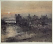WILLIAM SELWYN (b.1933) limited edition print 208/300, Caernarfon Castle, signed in pencil, 47 x