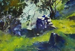 DAVID GROSVENOR (British b. 1956) watercolour - entitled verso 