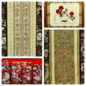 VARIOUS DECORATIVE ITEMS OF ASIAN INFLUENCE including four red and black lacquered rectangular