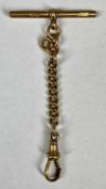 9CT ROSE GOLD SHORT WATCH CHAIN with T bar and clip, 7cms (l), 9.0gms Provenance: private collection