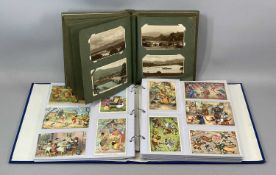 ALBUM OF APPROX. 160 COLOUR POSTCARDS, mainly Welsh views and humorous, and another album containing