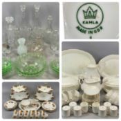 LARGE GROUP OF MIXED CERAMICS & GLASSWARE including China tea and dinner service, white glazed