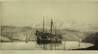 HAROLD WYLLIE OBE original black and white dry point etching - entitled verso 