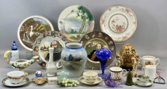 MIXED GROUP OF CHINA & CERAMICS including Danish hand painted vase of baluster form, 20cms (h), four