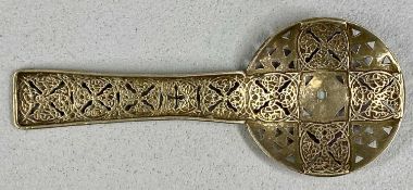 ARTS & CRAFTS CELTIC DESIGN SILVER SIFTER SPOON, London 1929, Amy Sandheim, 12.5cms (l)