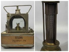 VINTAGE COPPER & STEEL BR(M) RAILWAY SIGNAL LAMP, Deganwy Station, 22cms (h) and an antique