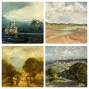 GROUP OF FOUR PAINTINGS, various mediums, JOY RAVENSCROFT oil on canvas - 