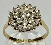 9CT GOLD DIAMOND CLUSTER RING, size U, 3.4gms Provenance:on behalf of St David's Hospice, Llandudno,