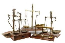 COLLECTION OF LARGE BRASS SCALES including, Goodbrand Yarn scales, Avery scales from B&H. Bracey,