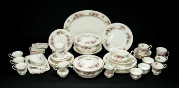 ROYAL ALBERT 'LAVENDAR ROSE' BONE CHINA PART DINNER SERVICE comprising 2 x lidded tureens, 6 x